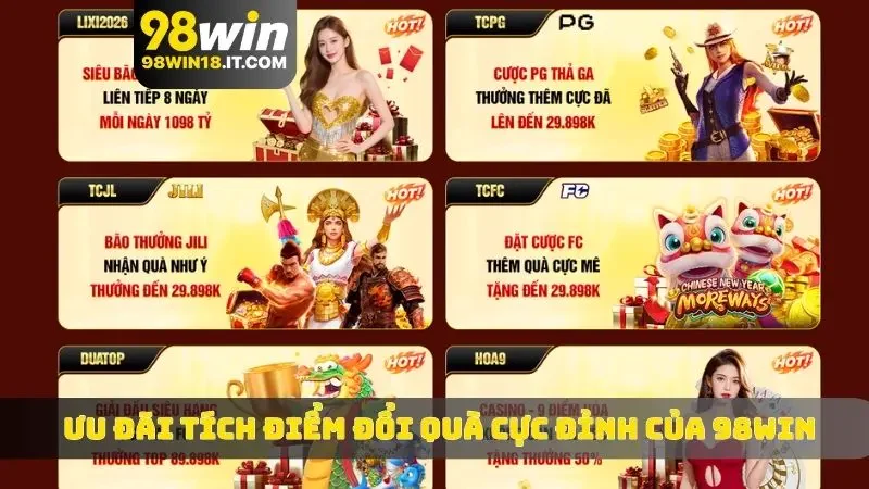 Ưu đãi tích điểm đổi quà cực đỉnh của 98WIN